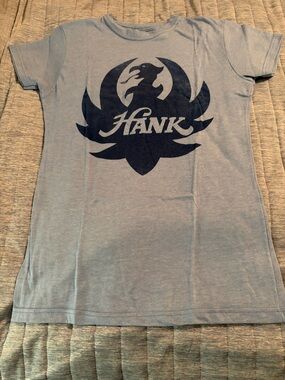Tultex Light Blue Hank Jr Graphic Tee with Navy Logo